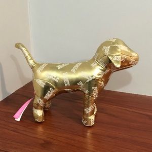 Metallic Gold Victoria’s Secret Pink Plush Dog